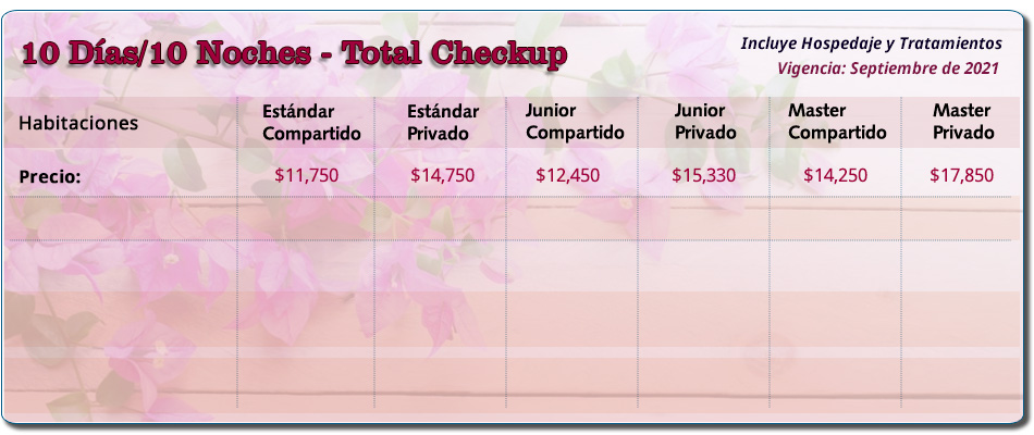 Paquete SPA 10 Días Total Checkup