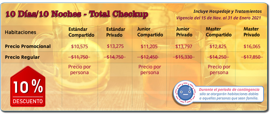 Paquete SPA 10 Días Total Checkup