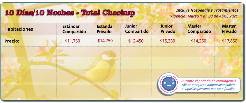 Paquete SPA 10 Días Total Checkup